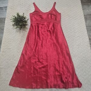 Enchanting Vintage Red Satin Slip Dress Nightgown, Size Large